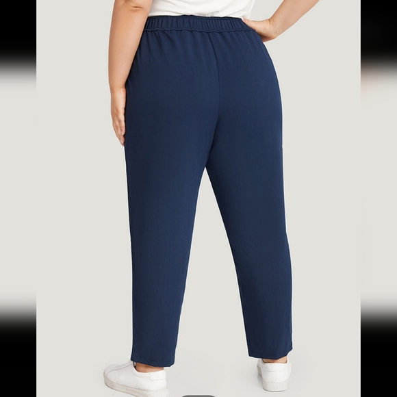 Bloomchic Solid Elastic Waist Pocket High Rise Pants - Picture 7 of 11